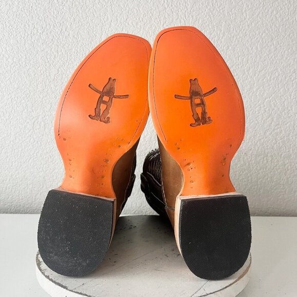 Lane RODEO HOUSTON Mens Cowboy Boots 10 Brown Leather Western Mid Calf Blunt Toe - Picture 10 of 13